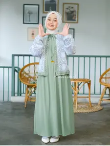 Andin Gamis Abaya Anak Remaja Tanggung Usia 6-17 Tahun Bahan Ceruti Babydoll Mix Payet Motif Payet Elegan Untuk Kondangan Dan Lebaran