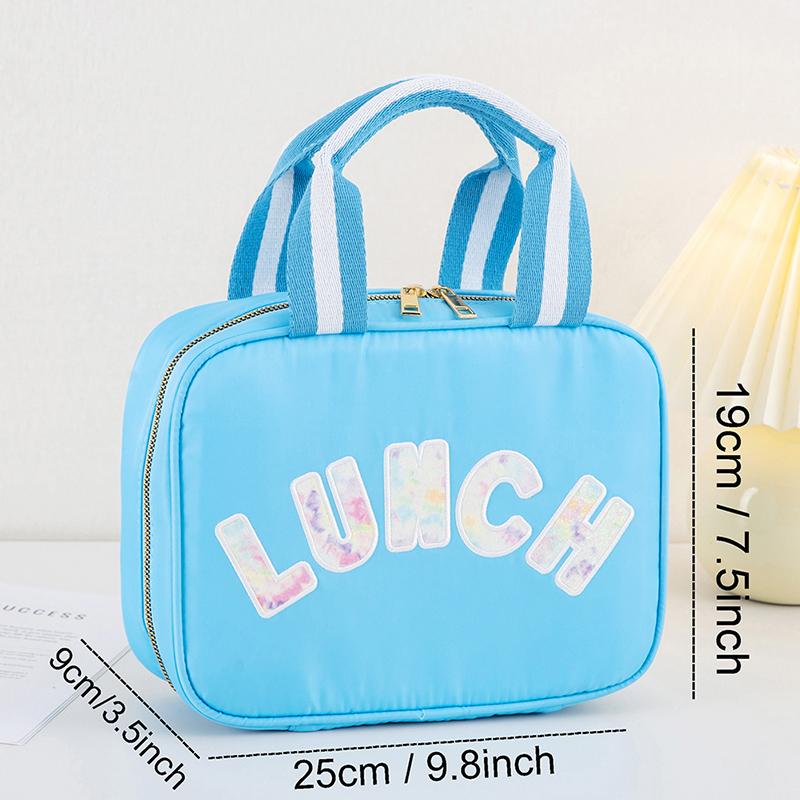 Product Introduction of Large Capacity Nylon Preppy Lunch Box Reusable Lunch Tote Bag LunchBag for Girls Cute Easy packing 17