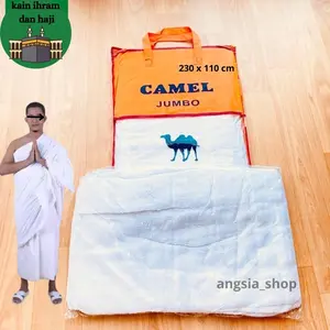 [Kain Ihram] Kain Ihram Dewasa Pria Jumbo / Kain Ihram Dan Haji / Perlengkapan Haji Dan Umroh Laki Laki / Kain Ihram Camel Jumbo Bahan Katun / Kain Ihram Dewasa Pria Jumbo Premium
