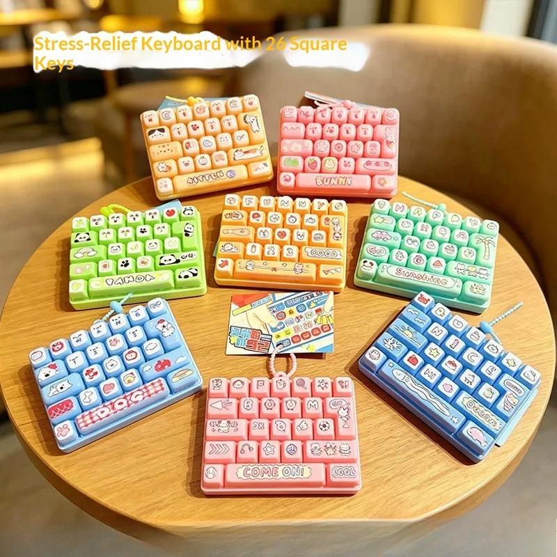 Đồ chơi fidget dạng bàn phím mini, móc khóa bàn phím hoạt hình, đồ chơi bấm nút bàn phím 26 trong 1 giúp giảm căng thẳng, phụ kiện treo balo