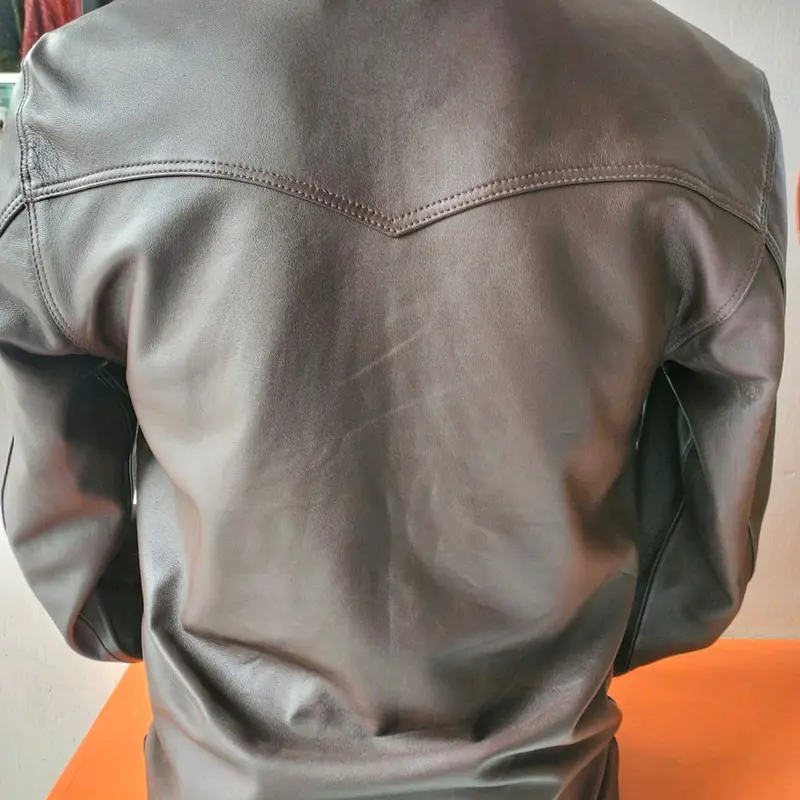 jaket kulit domba garut hitam dan coklat 1