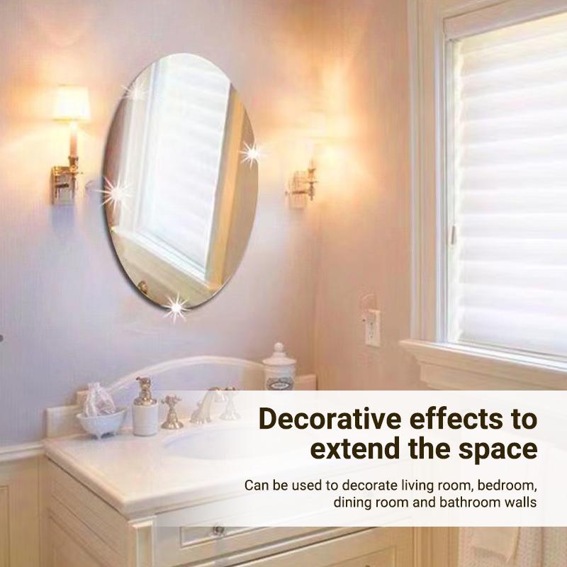Product Introduction of Oval Acrylic Wall Mirrors Self-adhesive Wall Stickers Crystal 3D Wall Decals for Living Room Bathroom Home Decor 20*30cm 49