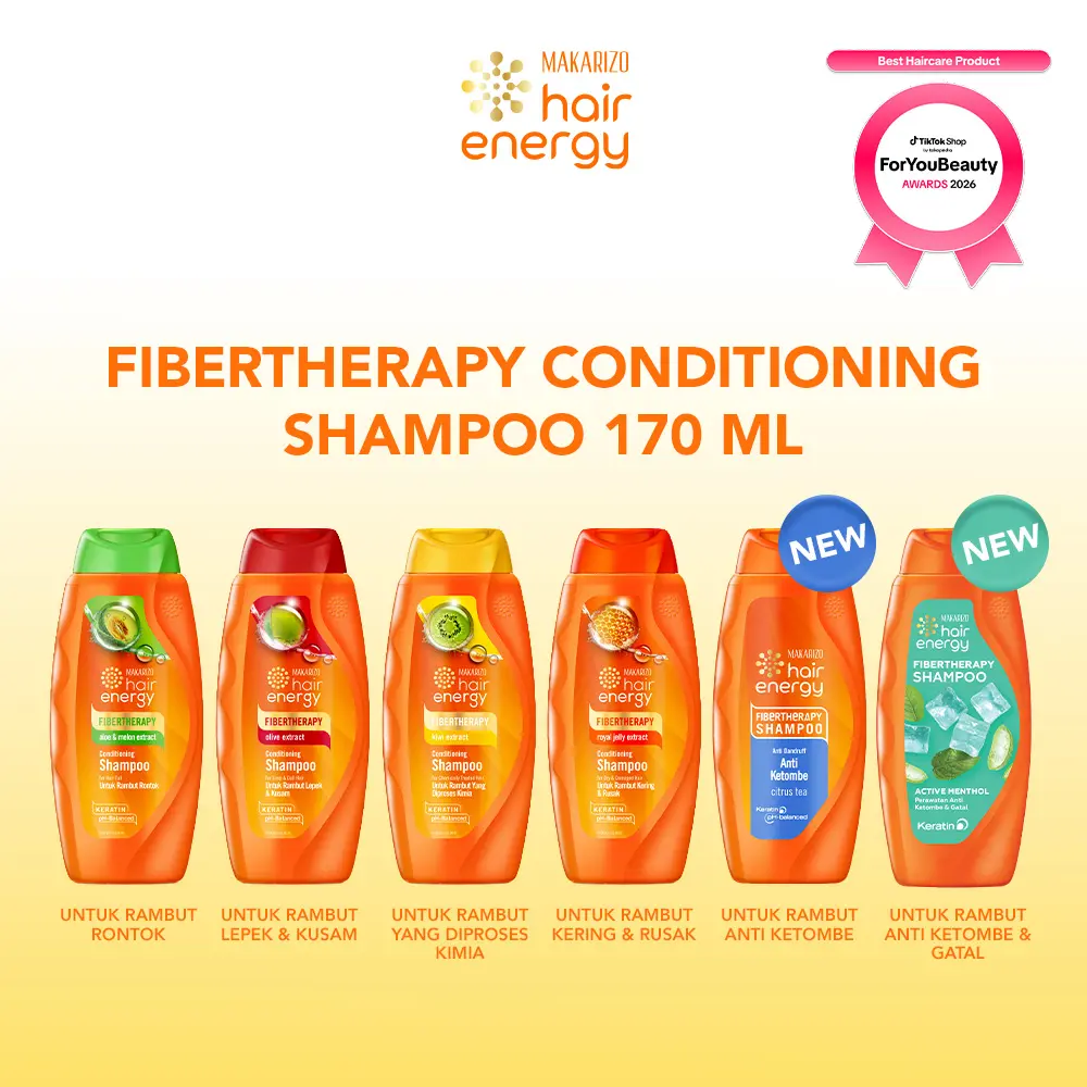 [ALL VARIANT] Makarizo Hair Energy Fibertherapy Conditioning Shampoo Royal Jelly 170 / Kiwi 170 / Olive 170 / Aloe Melon 170 / Citrus 170 / Menthol 170 mL / Conditioner Sampo / Perawatan / Haircare