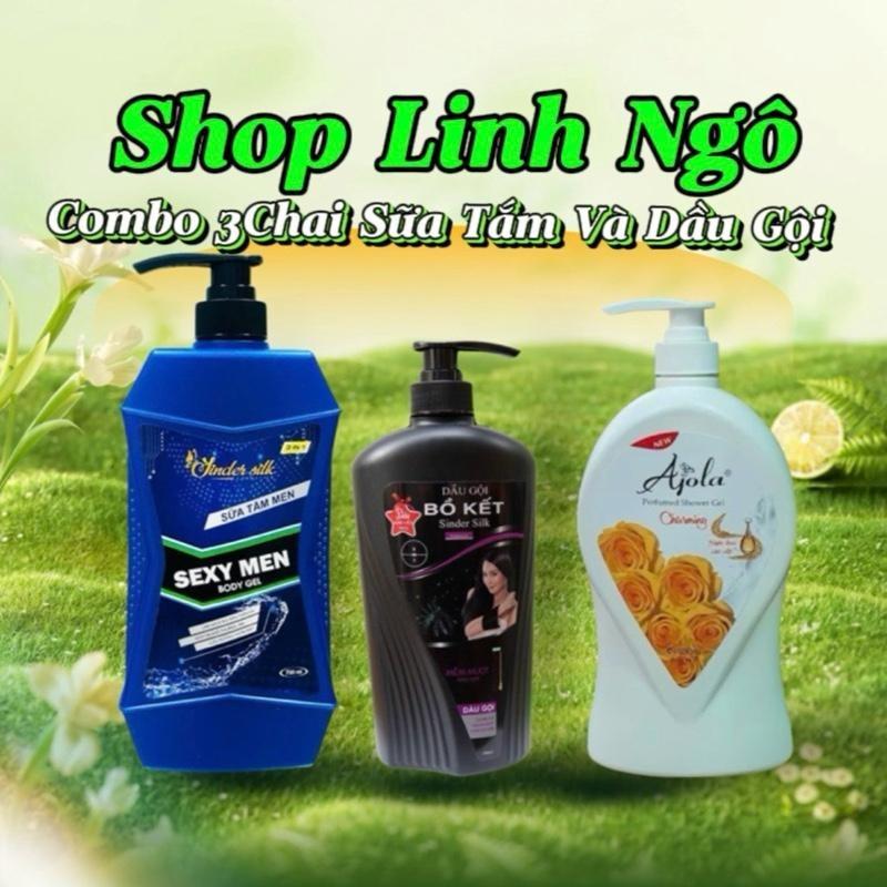 (Combo 3Chai) 1Gội Bồ Kết  1000ml+ 1 Gội SEXY MEN 1200ml +1 Sữa Tắm AJOLA 1200ml