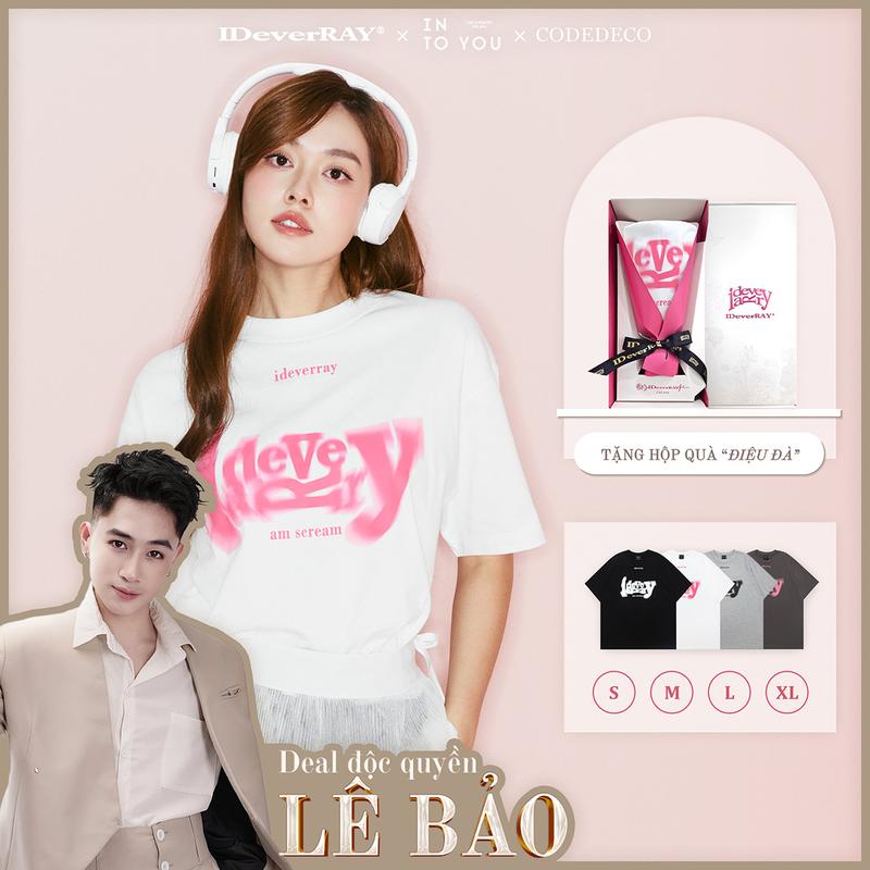 [20.10 HỘP ĐIỆU ĐÀ] BT Áo thun IDeverRAY x Á Hậu Tường San unisex nam nữ cao cấp thời trang chính hãng - Hộp quà tặng 20/10 kèm túi xách [HEARTBEAT - Rung động] Signature form oversize chất liệu vải cotton 260gsm