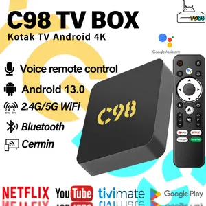 YGDS C98 Android Tv Box Bluetooth Voice 13.0 OS Ram 4gb Rom 32gb Wifi 5G/2.4G Bluetooth Smart Tv Box Unlock FULL CHANNEL TV & Film & APP
