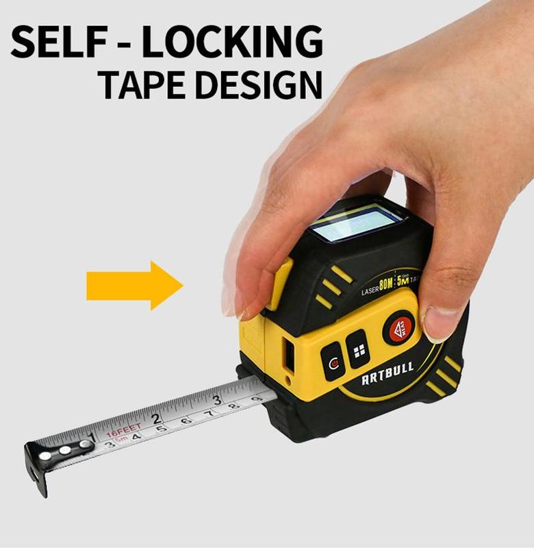 Máy đo khoảng cách Laser Đa chức năng Có Thể Sạc Lại Phạm vi 80m với băng 5m Màn hình LCD Đèn Nền Máy đo khoảng cách băng Laser