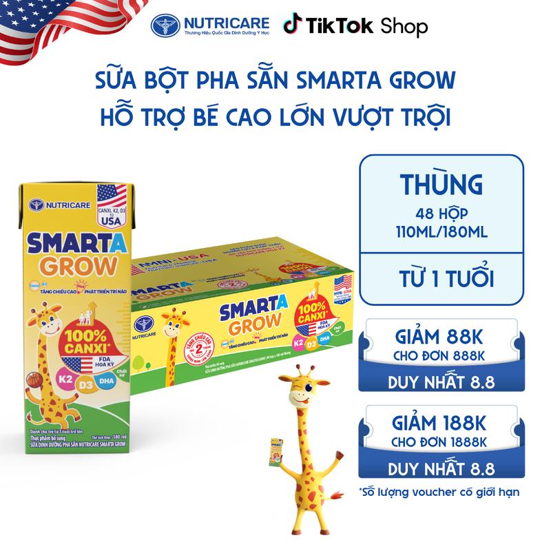 Thùng 48 Hộp Sữa Bột Công Thức SMARTA GROW Nutricare Tăng Chiều Cao Phát Triển Trí Não Tăng Sức Đề Kháng Cho Bé