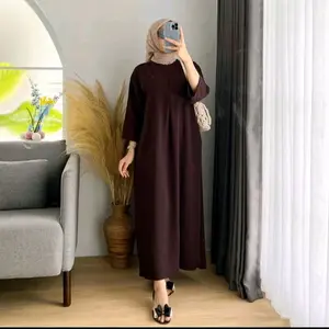 Daster gamis lengan 3/4 polos twill tebal adem tidak nerawang