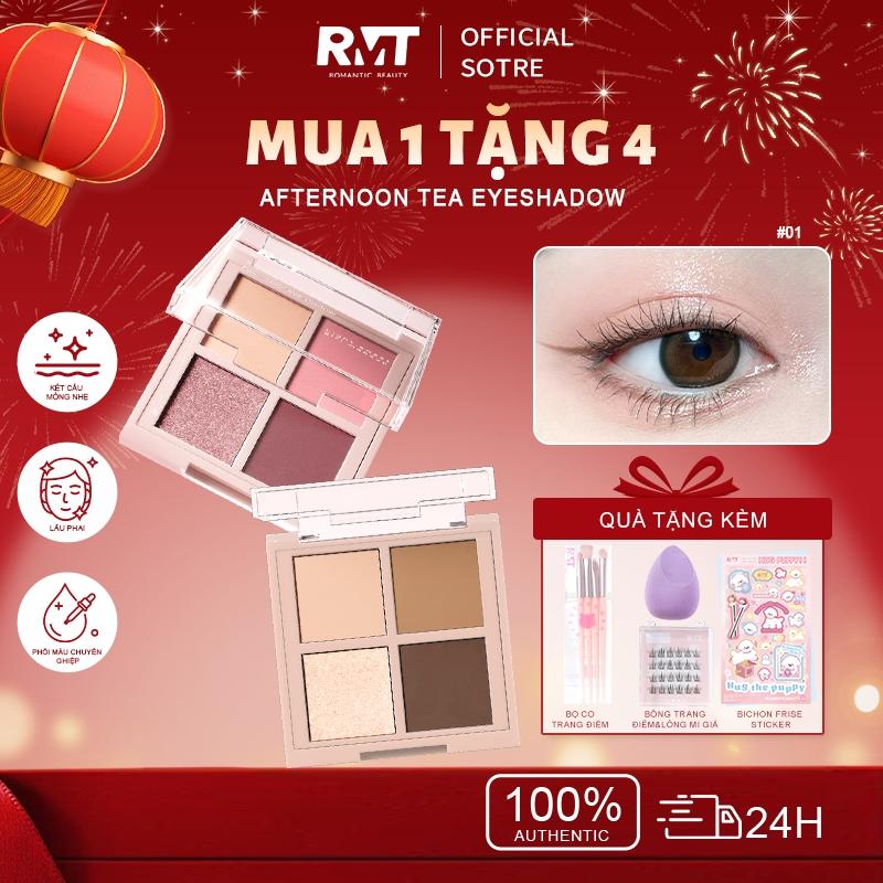   Mua live tặng 4 quà  Bảng phấn mắt Romantic Beauty Afternoon Tea 4 trong 1 - Tạo khối làm nổi bật vùng dưới mắt chống thấm nước chống mồ hôi 