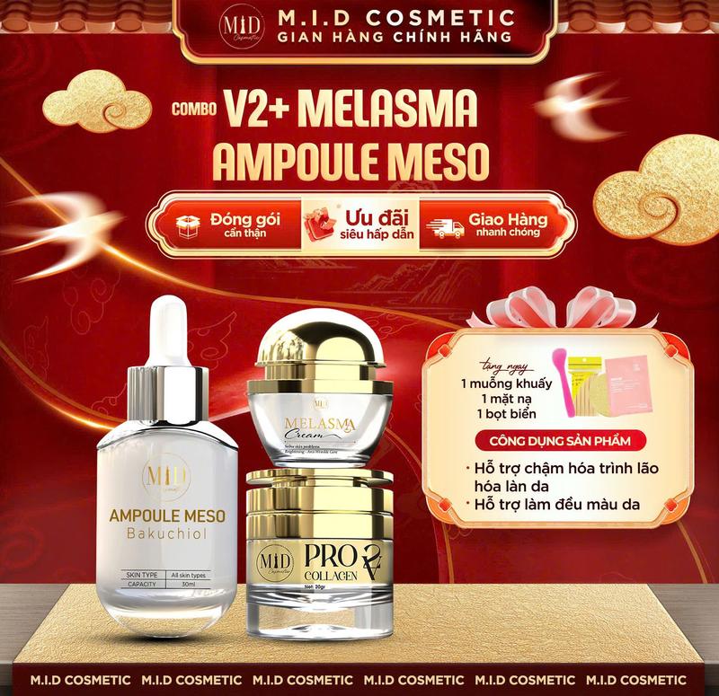  N1_  COMBO NÁM V2  Kem Face PRO COLLAGEN V2 20gr + Face MELASMA 20g + Serum AMPOULE MESO 30ml - Hỗ Trợ Giảm Thâm Sạm  Hỗ Trợ Dưỡng Trắng Da  Làm Đẹp Da  Skincare 