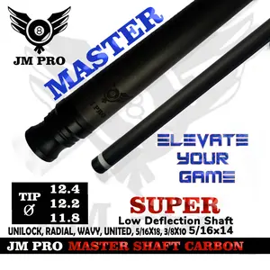 JM Pro Master Series Carbon Fiber Shaft Billiard Low Deflection Feeling Padat Joint Unilock Radial