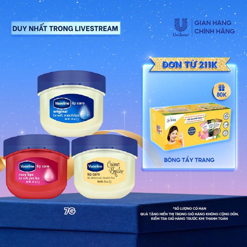   Live  Sáp Dưỡng Môi Vaseline Lip Care 7g  tùy chọn  