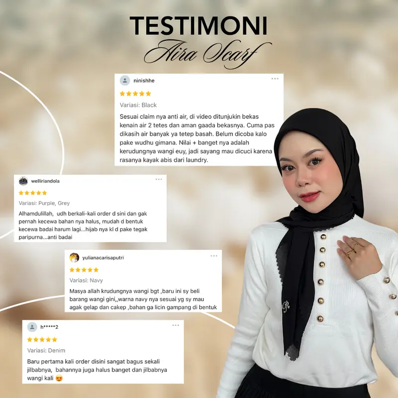 [BEST SELLER] Radwah - Premium Aira Scarf - Premium Voal Ultrafine - Hijab Segi Empat Mudah dibentuk  & Nyaman Dipakai 1