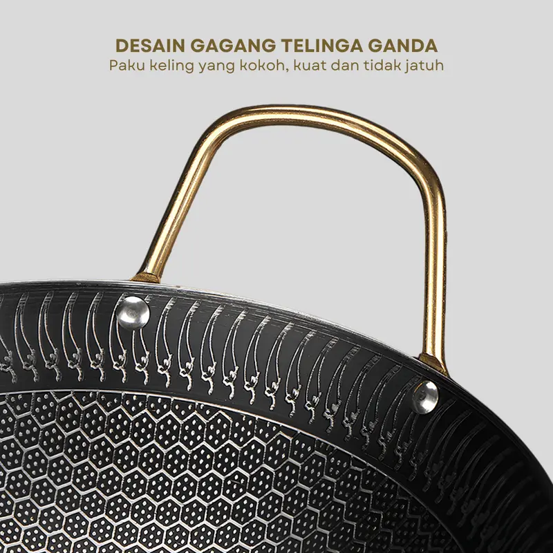 Motif Silver Wajan Penggorengan Kuali Mini Stainless Steel Gagang Kuping 20 24 28 CM 8
