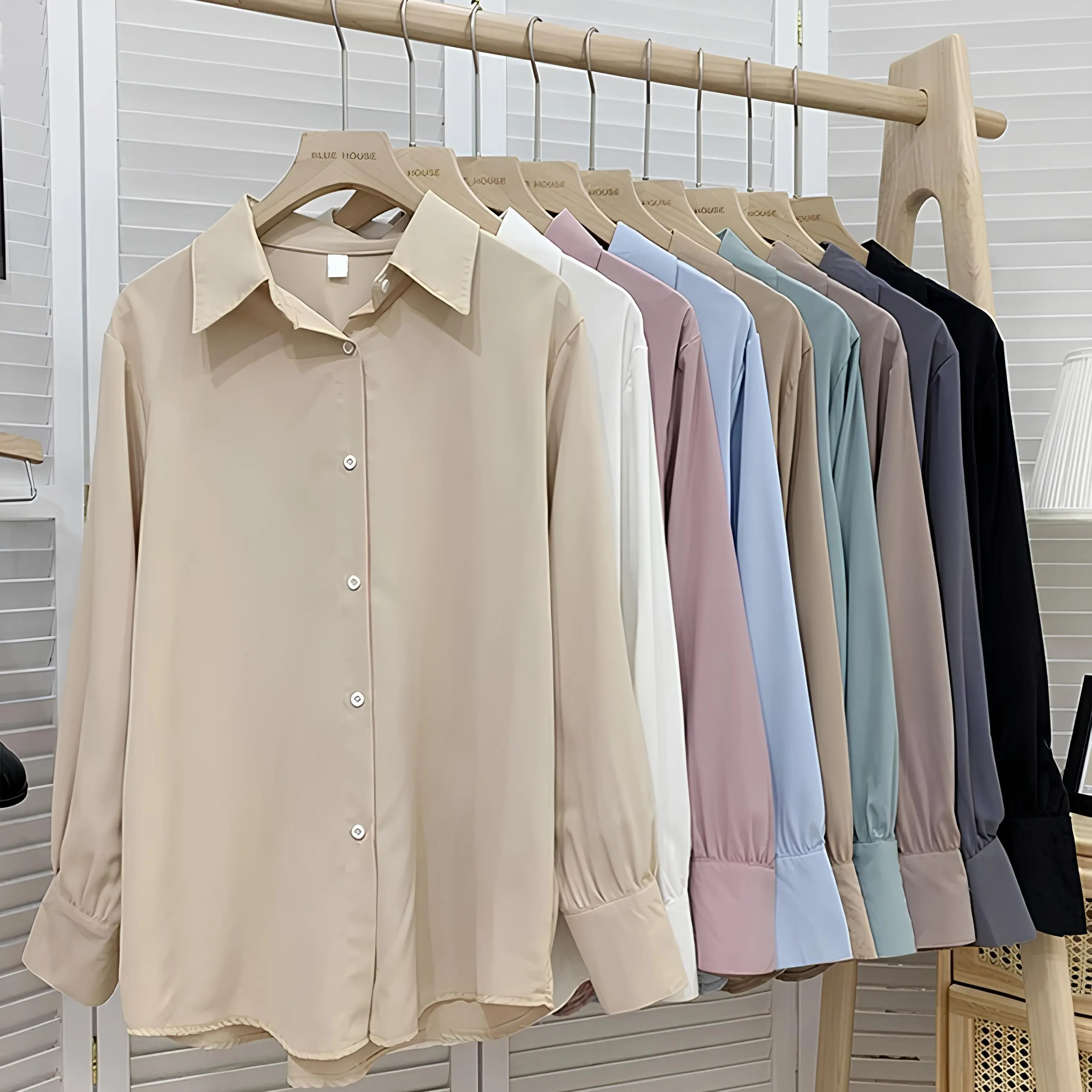 Baju Atasan Kemeja Wanita Polos Shakila Twill Jumbo Size M-XXXXL By TH Gallery - Atasan Formal Kekinian
