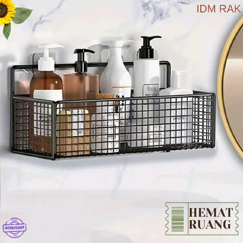 Rak Keranjang Bumbu Tempel, Rak Kamar Mandi, Rak Keranjang Besi Dapur, Rak Keranjang Serbaguna Besi Ukuran Sedang Rack Penyimpanan Buah Aluminium 4