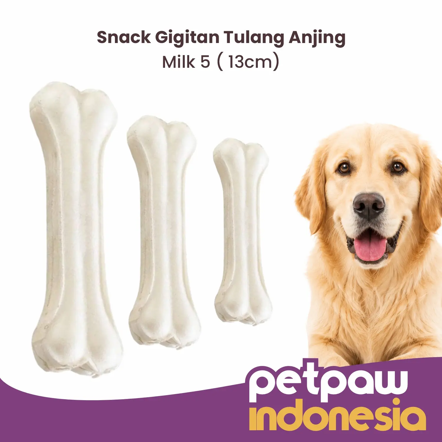 Rawhide Bone Snack Gigit Anjing Cemilan Tulang Dog Treats Dental Snack Milk Bentuk Tulang 5inch