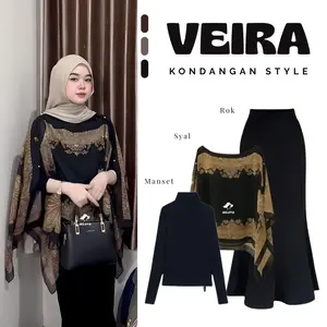 One Set Veira 3in1 l Outer Syal Rok Duyung Inner Manset l Setelan OOTD Kondangan Style Remaja Kekinian SO2A83