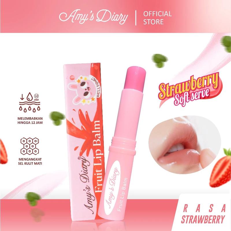 AMY'S DIARY Lip Balm Strawberry Sheer Moist Lip Care Fruity Pelembab Bibir Kering 0
