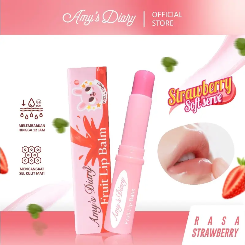 AMY'S DIARY Lip Balm Strawberry Sheer Moist Lip Care Fruity Pelembab Bibir Kering 0