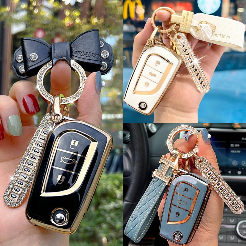  Vỏ Bọc Chìa Khóa Toyota Fortuner Innova Chất Liệu TPU Mềm Vỏ Giữ Chìa Khóa Fob Điều Khiển Từ Xa Xe Hơi Móc Chìa Khóa Cho Toyota Corolla Camry CHR Rav4 Avensis Verso Auris Aygo Yaris Hilux Vellfire Revo Altis 