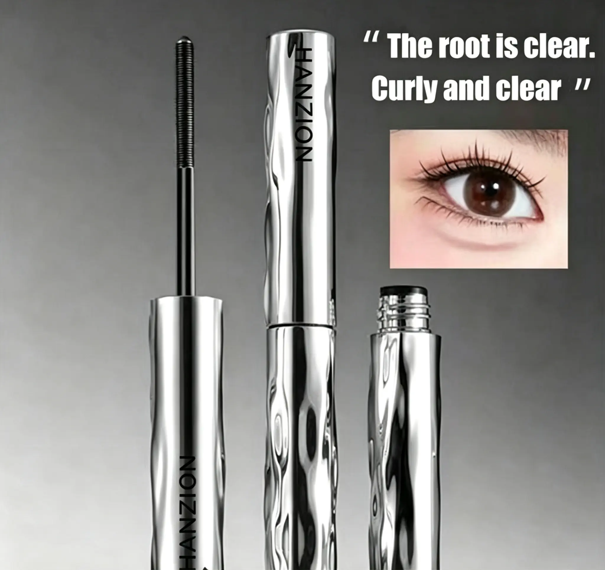 HANZION Iron Mascara Curling Smudgeproof & Waterproof Untuk Bulu Mata Lentik Panjang & Tahan Lama-Dengan Kepala Sikat Berbahan Besi Bergelombang Roll To High Volume Mascara-Maskara