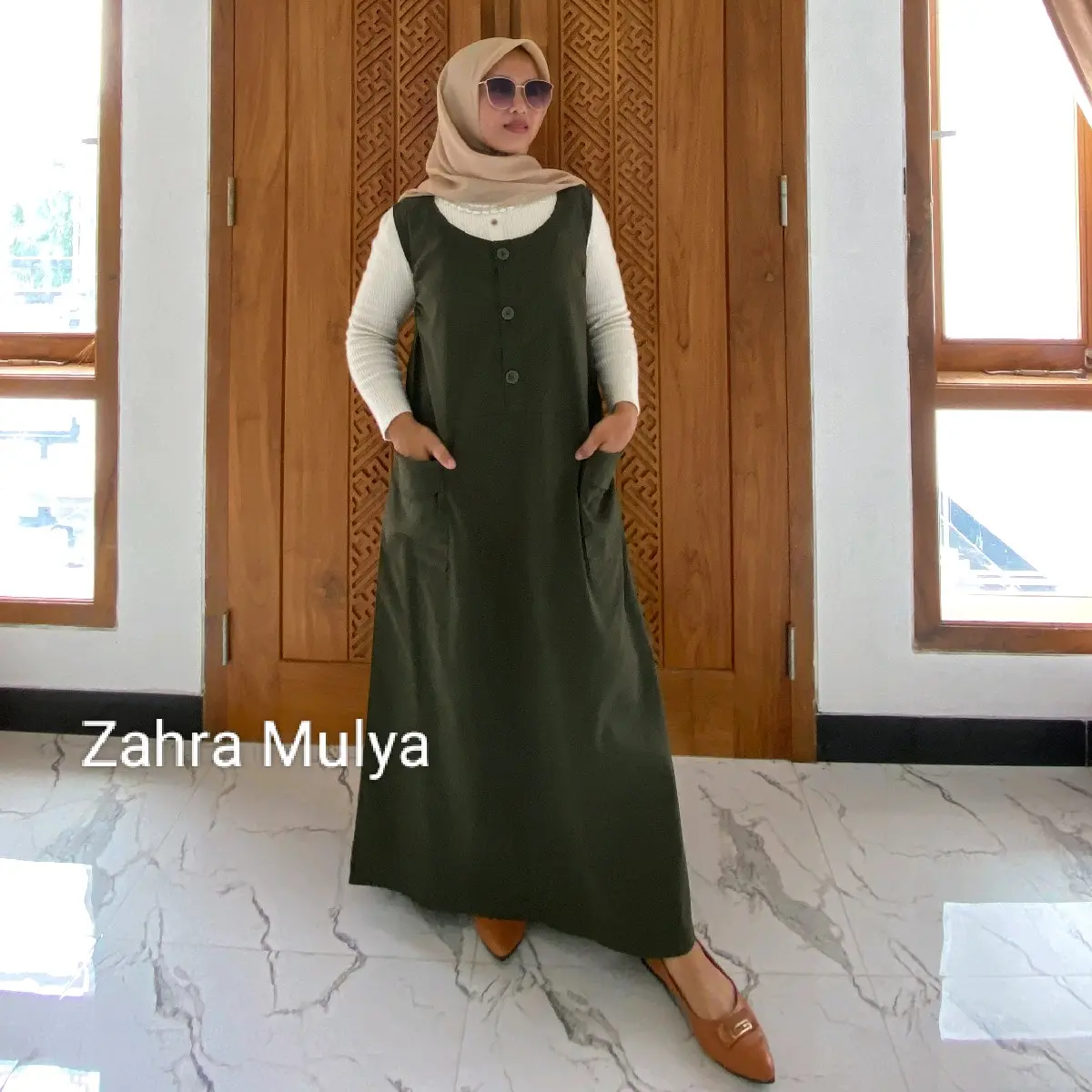 Overall Wanita Temi Katun Twill Combed Jumpsuit dengan Kancing Aktif - Panjang, Pendek Hitam Dress  Casual