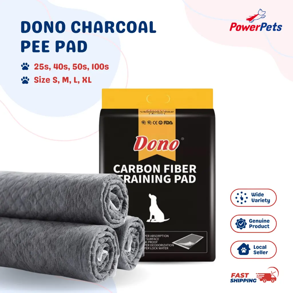 DONO Charcoal Pee Pad - Bamboo Charcoal Fiber | Super Absorbent and Deodourising Pet Training Pad | Four Sizes