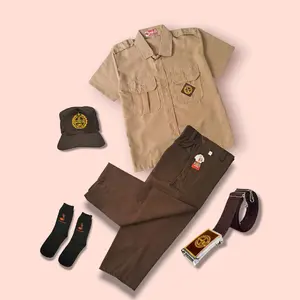 Setelan Lengkap Seragam Sekolah Pramuka Pengggalang SD Anak Laki-Laki Baju Lengan Pendek Celana Panjang Kelas 1-6