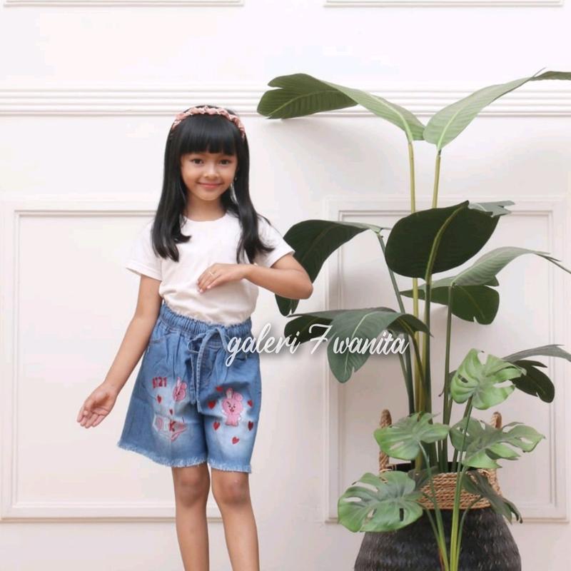 Celana Jeans Pendek Anak Motif bordir lucu usia 3-13 tahun 2