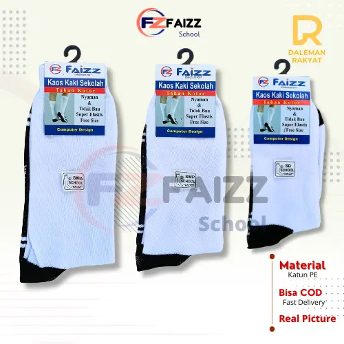 6 Pcs kaos Anak Kaos Pramuka TK SD SMP SMA hitam putih tebal PE - kaos Kaki faizz School Socks - kaos Tebal SD SMP SMA Hitam Putih Fashion sarung Sekolah Kaus Kaki Tebal 7