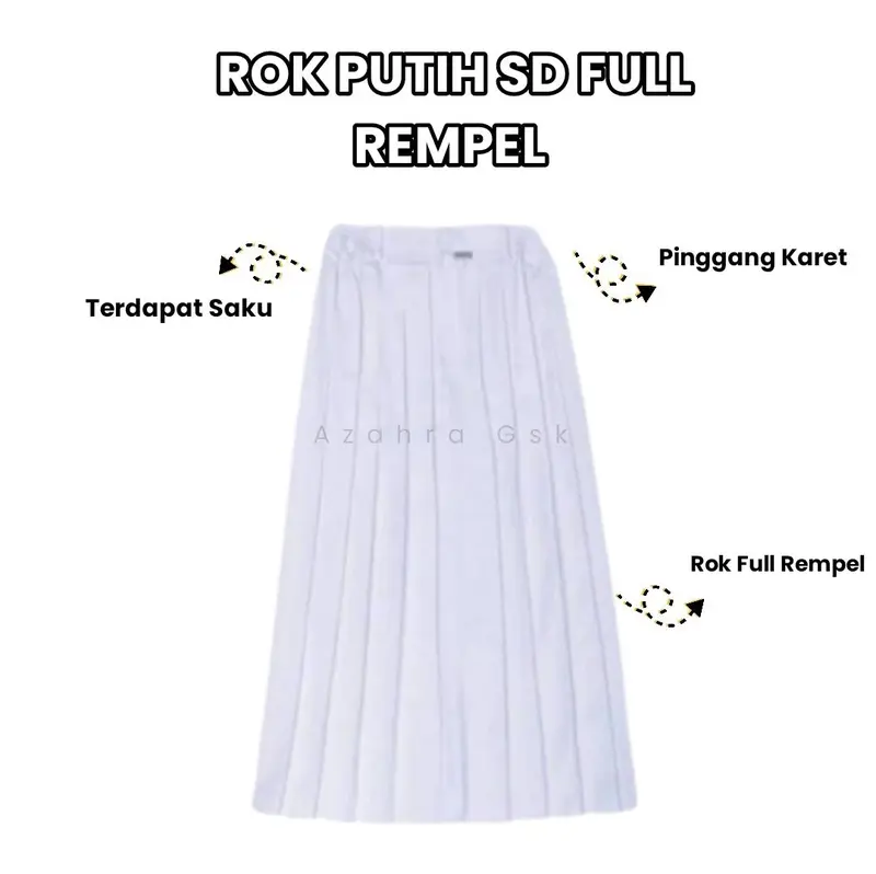Rok Putih SD Anak Perempuan Full Rempel Bahan Twist (BISA COD & GRATIS ONGKIR) Pakaian 0