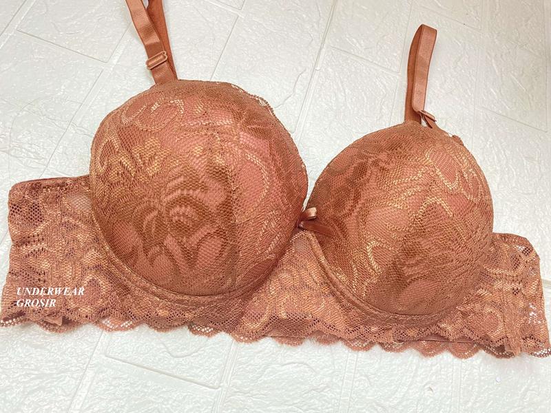 Promo 3 PCS ! BH Bra Kawat Push Up Busa Tebal Renda Cantik Cup B Kait 3 | Size 38 40 42 44 46 48 6