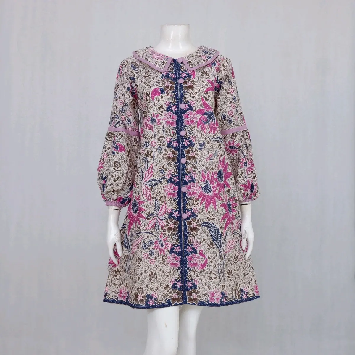 Tunik Wanita Batik Kembang Mukti Katun Muslim Dobel Motif Cantik
