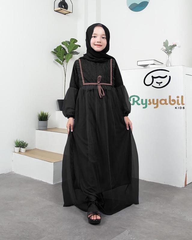 Queenzha Dress Gamis Anak Tile Brukat Pesta Mewah Murah 2-10 Tahun 5