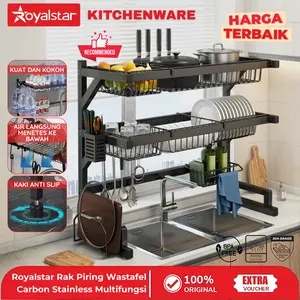 [PROMO] Royalstar Rak Piring Wastafel Cuci Piring Dapur 1 2 Tingkat Stainless Steel Tahan Karat Kokoh Kuat Rak Dapur Serbaguna Rak Penyimpanan Multifungsi