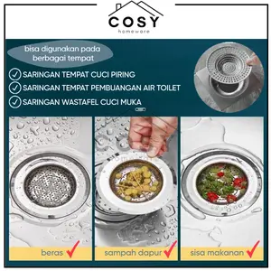 COSY Saringan Wastafel Cuci Piring Sink Lubang Air / Penyaring Kotoran Sink Anti Mampet Stainless Steel Anti Karat