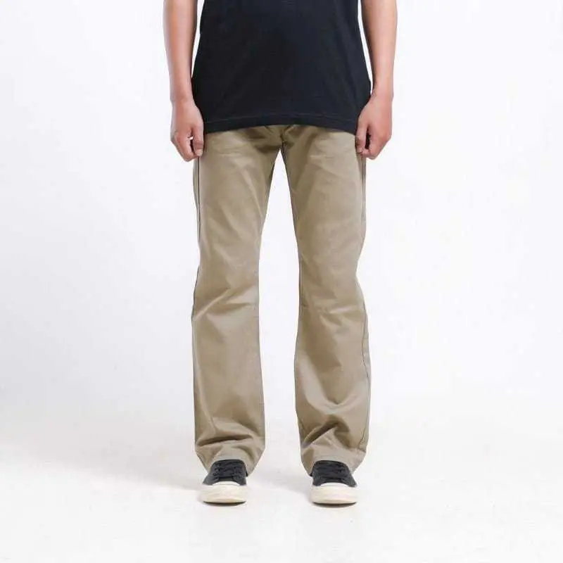 Celana Straight Panjang Pria Chinos Dewasa Unisex Pria Wanita Longgar Korean Style Standar Chino Kekinian Mid Waist 3