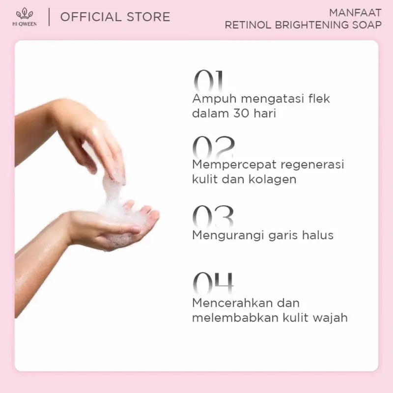 [DISTRIBUTOR RESMI] HIQWEEN RETINOL BRIGHTENING SOAP - Sabun Pemutih Badan & Wajah Mencerahkan Membersihkan Arbutin Memutihkan 3