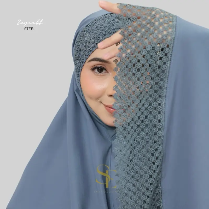 Telekung Cooling Cotton Silk Premium With Lace/Sulam.