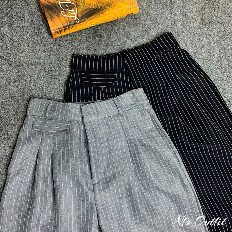 NFS - Oro Pants Stripe Bangkok - Celana Wanita Nyaman Anti Kusut - Celana Panjang Korean Style - Celana Panjang Formal Highwaits Wanita Casual Kekinian 0