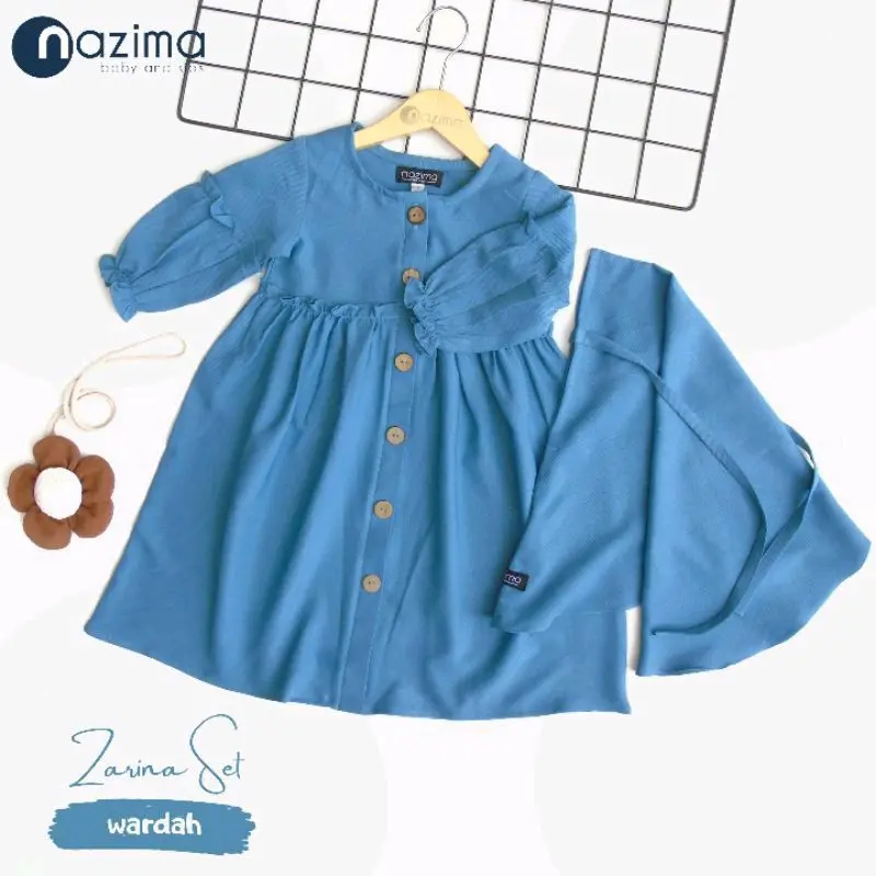 Newborn Set Gamis Bayi Anak Perempuan Kancing 0 - 18 Bulan/ Setelan Muslim Baju 4