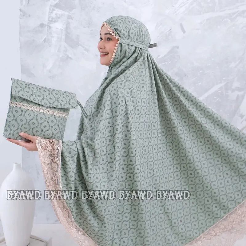 SEO ADHINATASHOP-mukena dewasa 2in1 printing shiren cocok han taran /Autumn Orange Muslim Renda mukenamurah cantik anggun 1