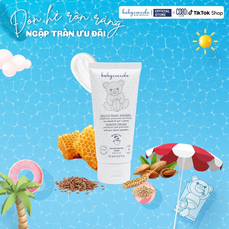 Kem nẻ & giữ ấm cho bé 2in1 Babycoccole 0M+ dưỡng da trẻ em từ sơ sinh chiết xuất sáp ong và vitamin 75ml