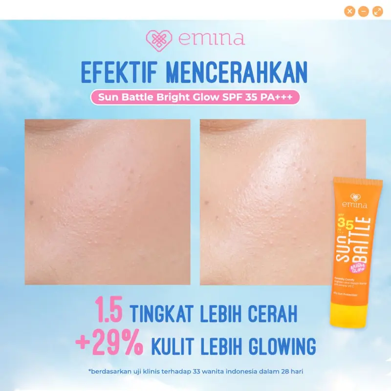 Emina Sun Battle Bright Glow SPF 35 PA+++ - Sunscreen Serum Amino Vitamin C - Cerah, Ringan, Hydrating [Teruji In Vivo] 3
