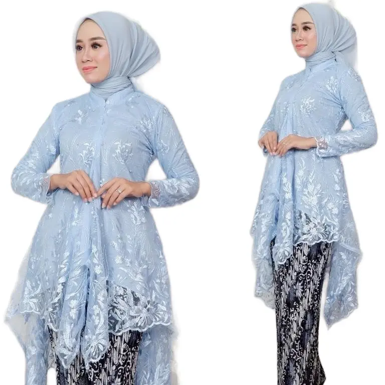 Hameedah - Set Kebaya Tunik Tille Busui Shanghai Baju Kondangan Wanita Kekinian Muslim Katun Atasan Dewasa wisuda style Rayon Celana