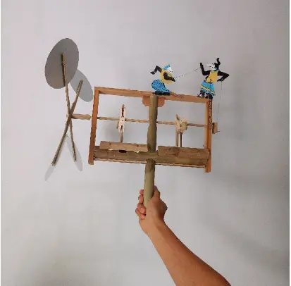 Kincir Angin Wayang Punokawan semar petruk gareng Kayu bambu – Dekorasi hiasan Tradisional Handmade bernada