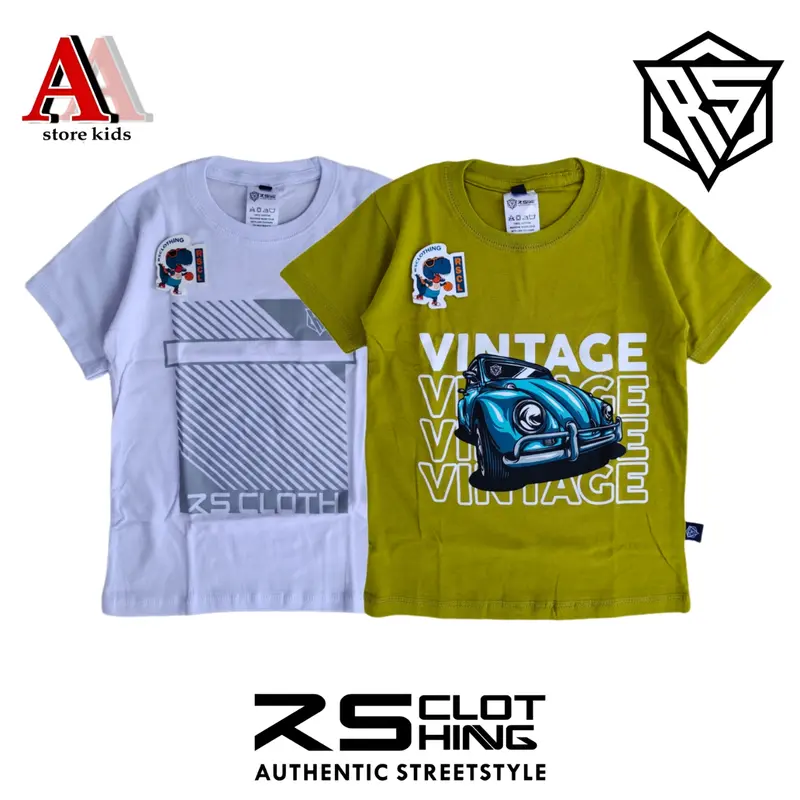 Baju Anak Laki Laki 2pcs Umur 4-14 tahun Bahan Katun / Paket 2pcs Kaos distro Anak 3