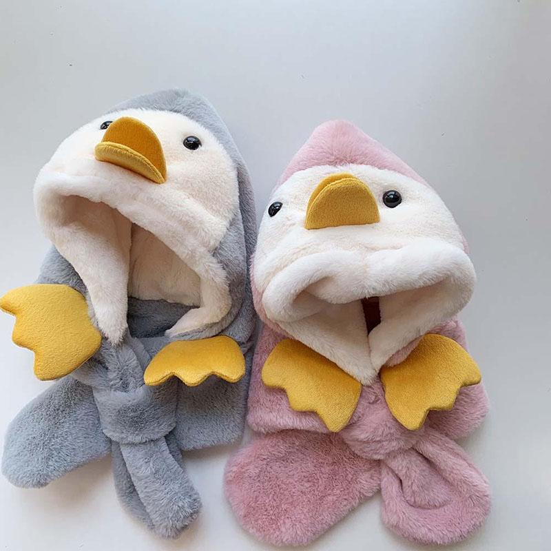 Product Introduction of Baby hat scarf integrated autumn and winter face protection plush baby ear protection hat with thick plush for boys and girls 6